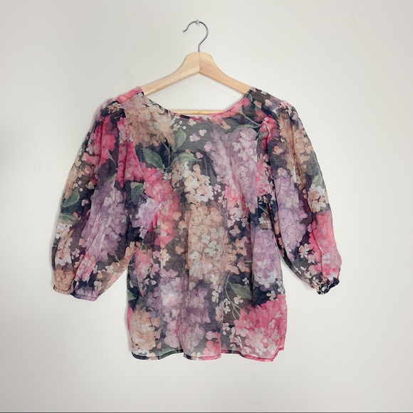 H&M Floral Mesh Top- size M - Picture 1 of 6